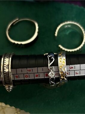 Bundle of six Silver Tone Adjustable Midi Rings